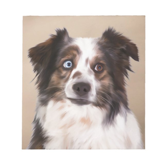 Australian Shepherd Dog Oil Painting Art Notepad (Front)