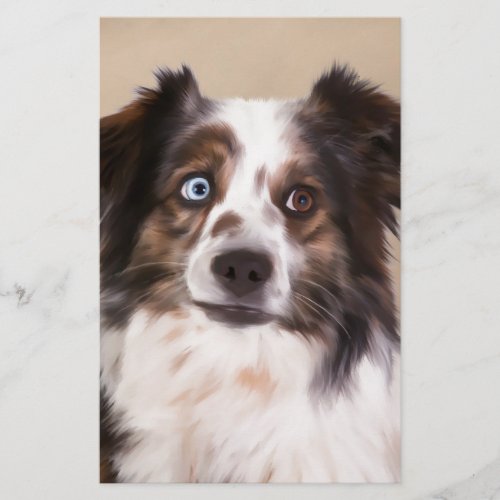 Australian Shepherd Dog Oil Painting Art Stationery