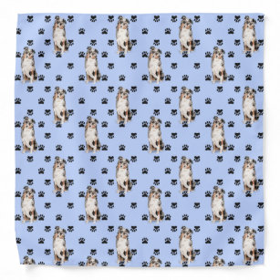 Australian Shepherd Dog Paw Prints Pattern Bandana