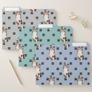 Australian Shepherd Dog Paw Prints Pattern File Folder