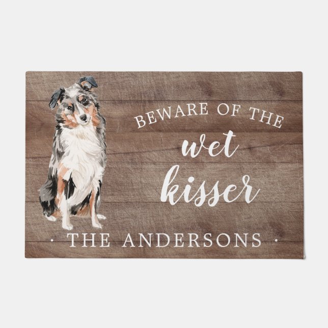 Australian Shepherd Dog Personalized Door Mat (Front)