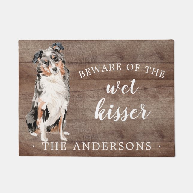 Australian Shepherd Dog Personalized Door Mat (Front)