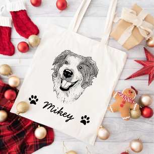 Australian Shepherd Dog Personalized Drawing Tote Bag