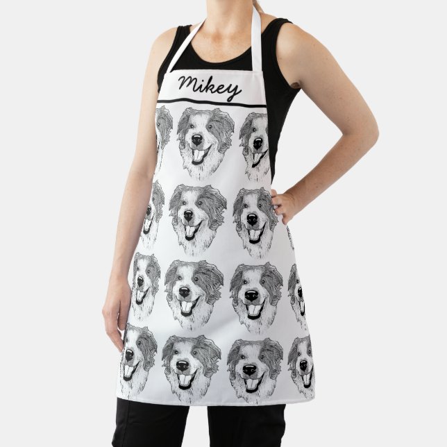 Australian Shepherd Dog Personalized Hand Drawing Apron (Insitu)