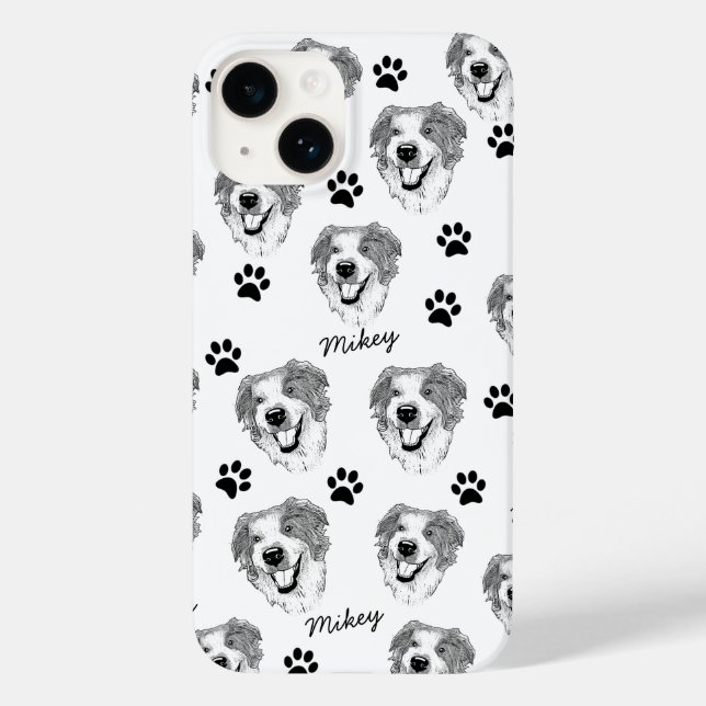 Australian Shepherd Dog Personalized Hand Drawing Case-Mate iPhone Case (Back)