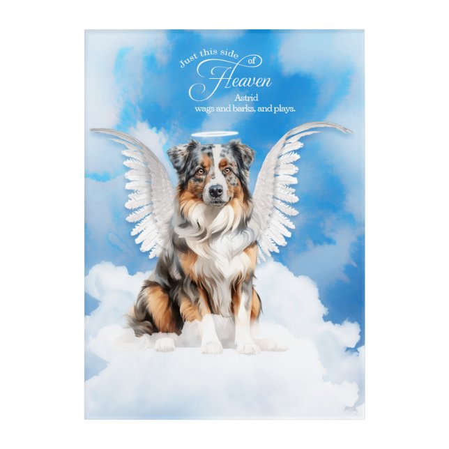 Australian Shepherd Dog Personalized Pet Memorial Acrylic Print (Front)