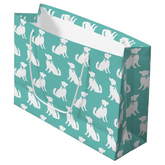 Australian Shepherd Dog Puppy Large Gift Bag (Front Angled)