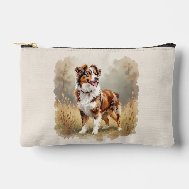 Australian Shepherd Dog Red Merle Aussie Accessory Pouch (Front)