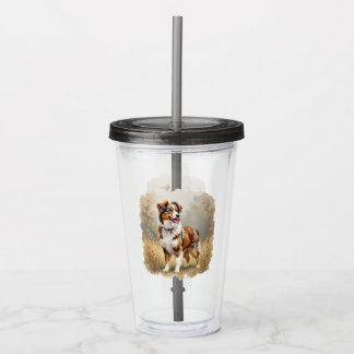 Australian Shepherd Dog Red Merle Aussie Acrylic Tumbler