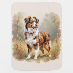 Australian Shepherd Dog Red Merle Aussie Baby Blanket