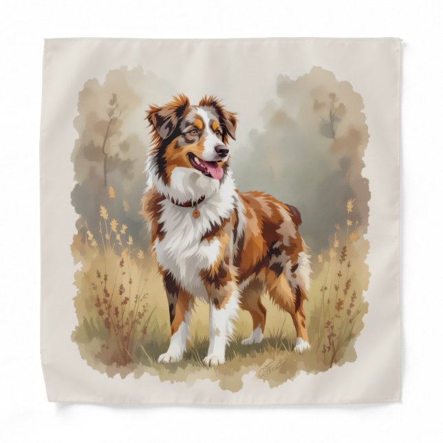 Australian Shepherd Dog Red Merle Aussie Bandana (Front)