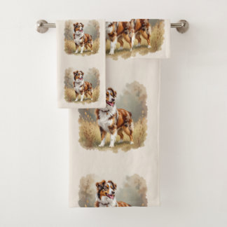 Australian Shepherd Dog Red Merle Aussie Bath Towel Set
