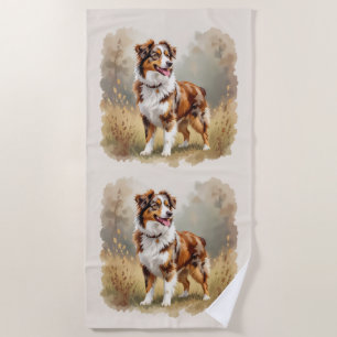 Australian Shepherd Dog Red Merle Aussie Beach Towel