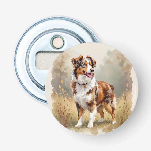 Australian Shepherd Dog Red Merle Aussie Bottle Opener (Front)