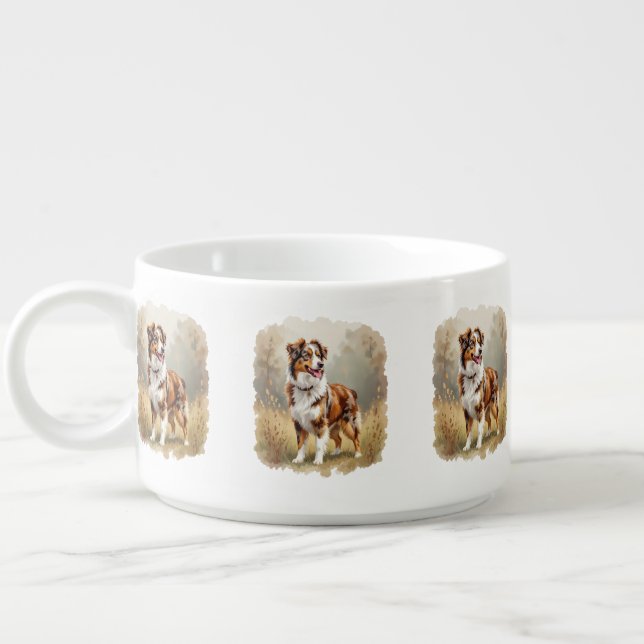 Australian Shepherd Dog Red Merle Aussie Bowl (Right)