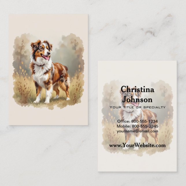 Australian Shepherd Dog Red Merle Aussie Business Card (Front/Back)