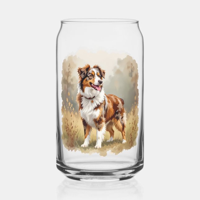 Australian Shepherd Dog Red Merle Aussie Can Glass (Front)