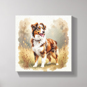 Australian Shepherd Dog Red Merle Aussie Canvas Print
