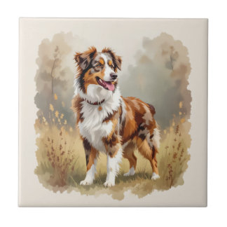 Australian Shepherd Dog Red Merle Aussie Ceramic Tile