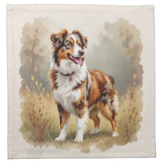 Australian Shepherd Dog Red Merle Aussie Cloth Napkin