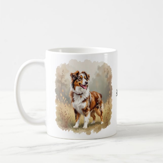 Australian Shepherd Dog Red Merle Aussie Coffee Mug (Left)