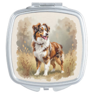 Australian Shepherd Dog Red Merle Aussie Compact Mirror