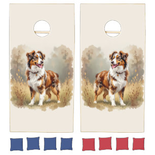 Australian Shepherd Dog Red Merle Aussie Cornhole Set