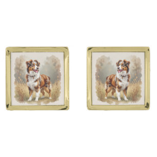 Australian Shepherd Dog Red Merle Aussie Cufflinks