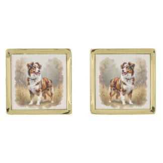 Australian Shepherd Dog Red Merle Aussie Cufflinks