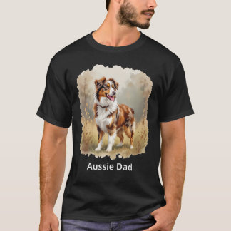 Australian Shepherd Dog Red Merle Aussie Dad T-Shirt