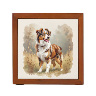 Australian Shepherd Dog Red Merle Aussie Desk Organizer
