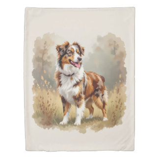 Australian Shepherd Dog Red Merle Aussie Duvet Cover