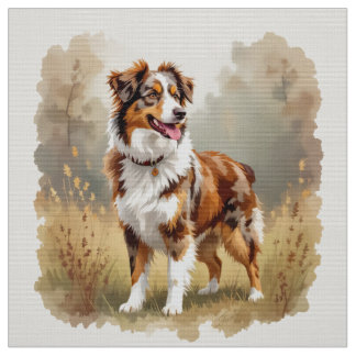 Australian Shepherd Dog Red Merle Aussie Fabric