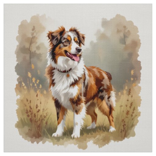 Australian Shepherd Dog Red Merle Aussie Fabric