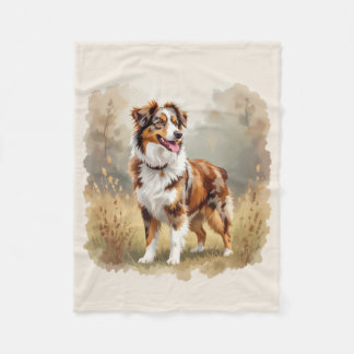 Australian Shepherd Dog Red Merle Aussie Fleece Blanket