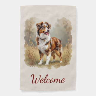 Australian Shepherd Dog Red Merle Aussie Garden Flag