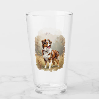 Australian Shepherd Dog Red Merle Aussie Glass