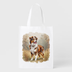 Australian Shepherd Dog Red Merle Aussie Grocery Bag