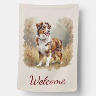Australian Shepherd Dog Red Merle Aussie House Flag