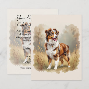 Australian Shepherd Dog Red Merle Aussie Invitation