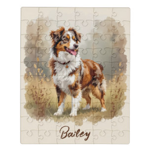 Australian Shepherd Dog Red Merle Aussie Jigsaw Puzzle