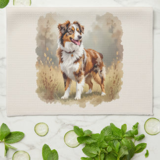 Australian Shepherd Dog Red Merle Aussie Kitchen Towel