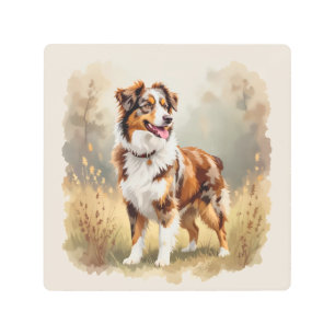 Australian Shepherd Dog Red Merle Aussie Metal Print