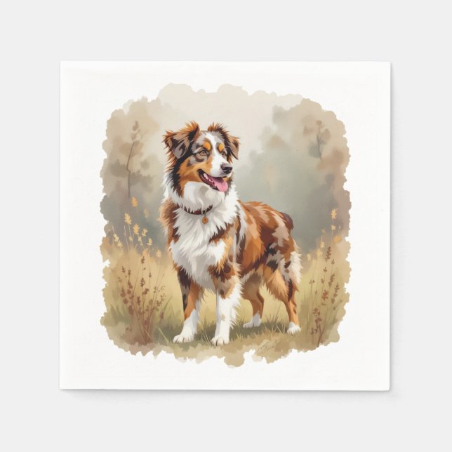Australian Shepherd Dog Red Merle Aussie Napkins (Front)