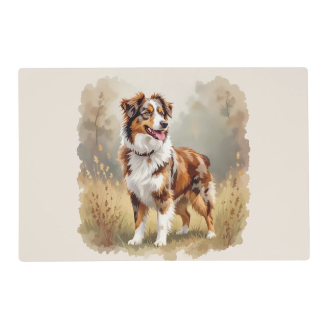 Australian Shepherd Dog Red Merle Aussie Placemat (Front)