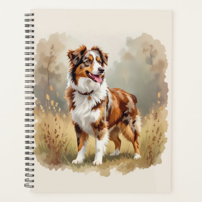 Australian Shepherd Dog Red Merle Aussie Planner (Front)