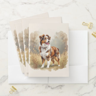 Australian Shepherd Dog Red Merle Aussie Pocket Folder