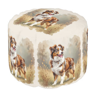 Australian Shepherd Dog Red Merle Aussie Pouf