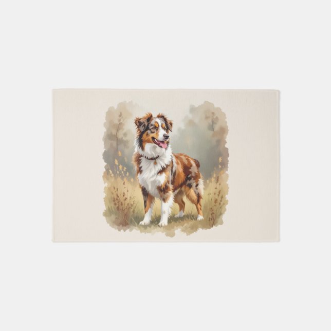 Australian Shepherd Dog Red Merle Aussie Rug (Front)