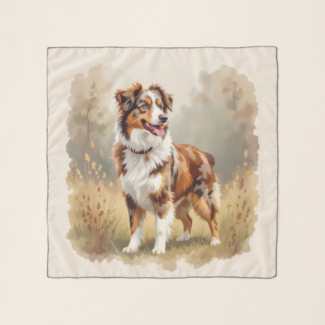Australian Shepherd Dog Red Merle Aussie Scarf (Front)